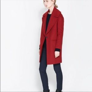 Zara Wide lapel red wool jacket